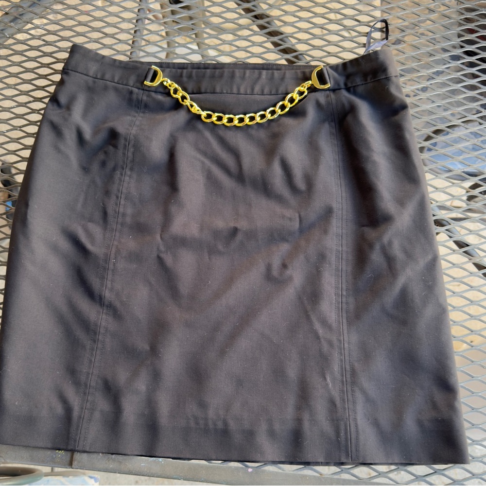 INC International Concepts Black Skirt with Gold Chain